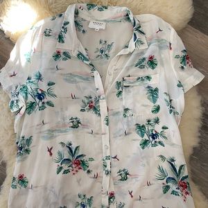 Sézane silk tropical print shirt